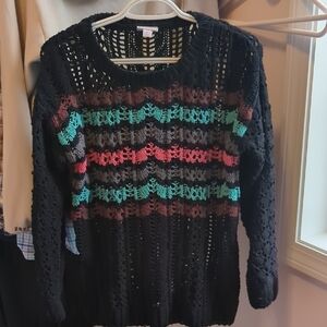 LuLaRoe Black and Red Crew Neck Sweater